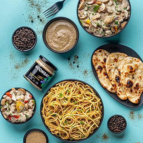 BOOMBAY Black Pepper Vegan Mayo 190g | Nothing Artificial | No Bad Oils | No Refined Sugars | Plant Based | No Onion or Garlic | Use as a Curry Paste, Pasta Sauce, Spread on Bread