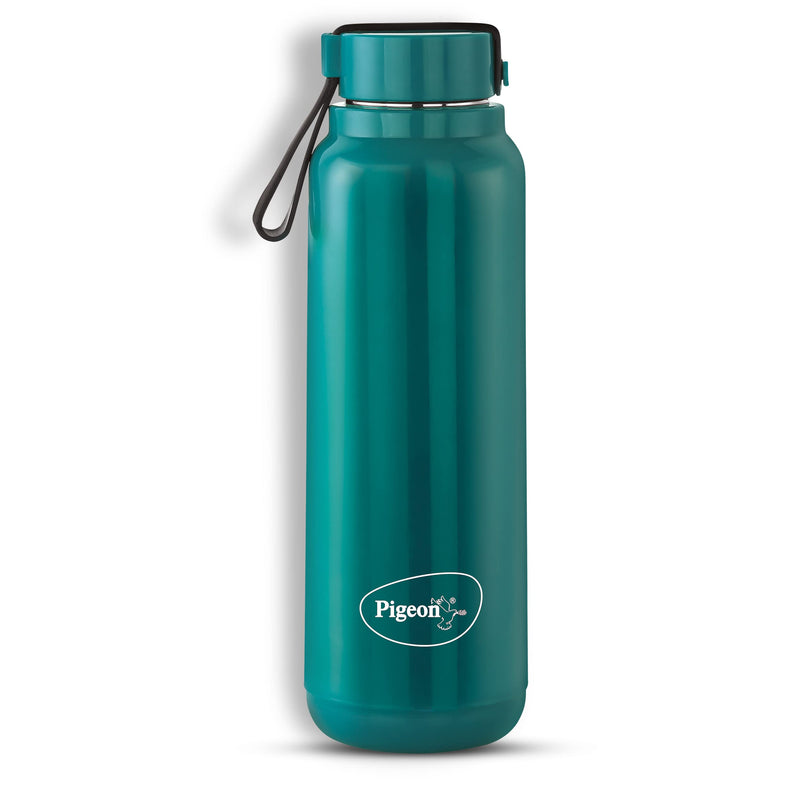 Pigeon by Stovekraft Radiant Insulated Stainless Steel Wide Mouth Bottle 600 ml Leak Proof, 24 hr Hot & Cold Thermos Flask (Blue)