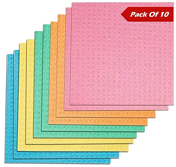 Tidy Home Cellulose Cleaning Sponge for Kitchen, 20 x 16 x 0.5 cm - Pack of 10 Wipes (Multicolour)