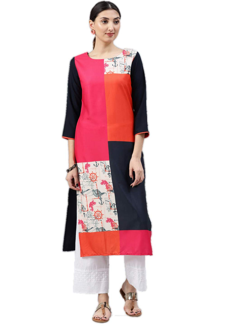 Vaamsi Crepe Digital Printed Kurti(VPK1523_Pink_L)