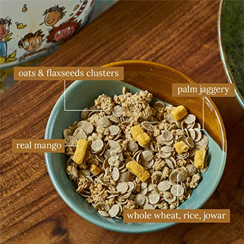 Wingreens Harvest Oats Clusters & Multigrain Flakes With Mango, 350 g| Oats, Granola, Flax Seeds| Breakfast Cereal