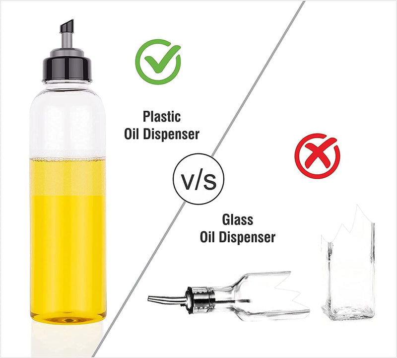 MiniMall Super Market Oil Dispenser 1 Litre Cooking Oil Dispenser Bottle Easy Flow Oil and Vinegar Bottle, Liquid Dispenser, Transparent And Unbreakable (Pack of 3)