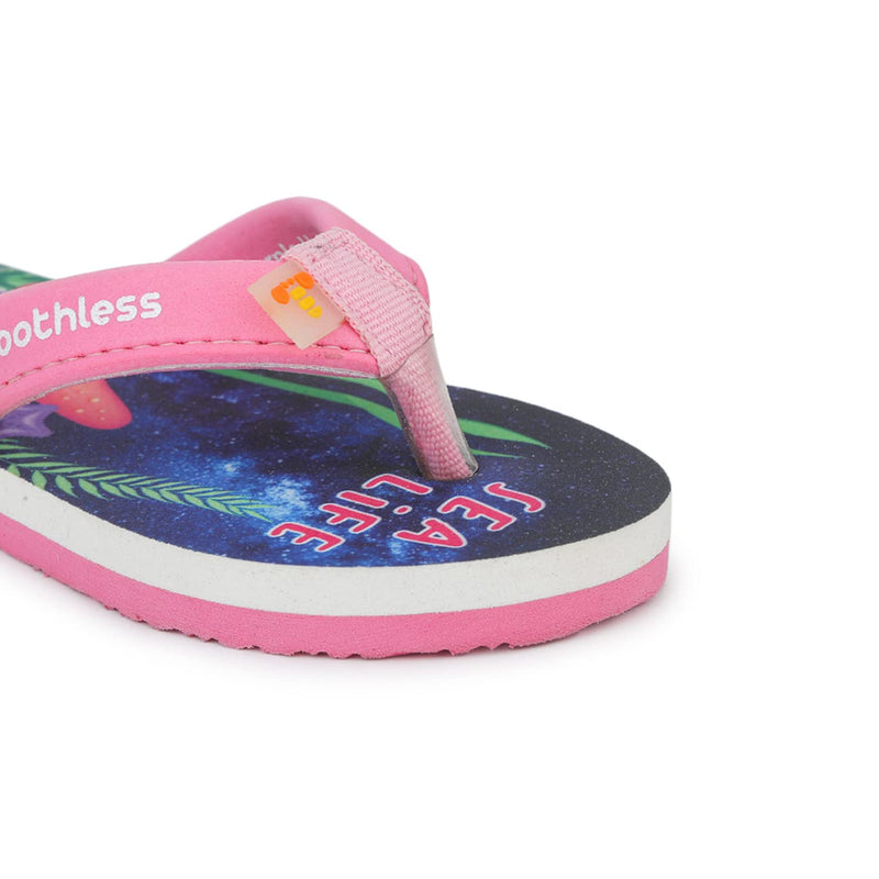 toothless Kids Girls Navy Pink Flip-Flops(TLPGFF4215-5-5.5Y)