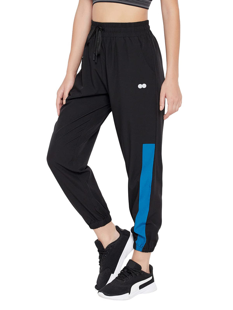 Clovia Women's Slim Fit Polyester Activewear Ankle Length Sports Joggers with Pocket (AB0073A13_Black_S)