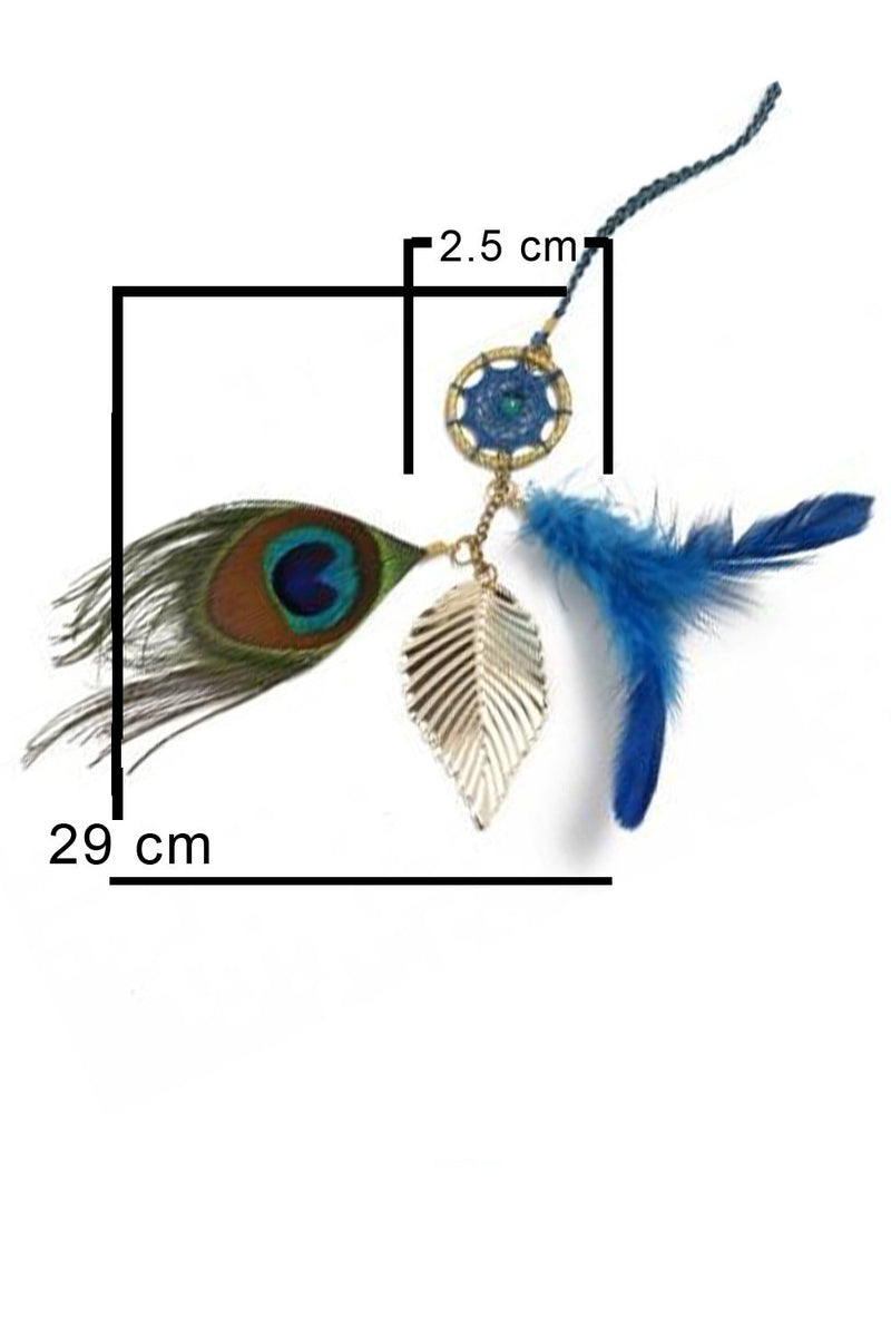 Rooh Dream Catcher Peacock Feather Bookmark (Can be Used as Home Decor, Gift, Wall Hangings, Meditation Room, Yoga Temple, Wind Chime & Car Feather Hanging)