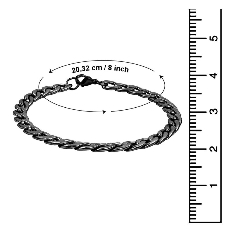 Nakabh 8 inch Stylish Chain Style Stainless Steel bracelets for men stylish Boys Unisex (Black)