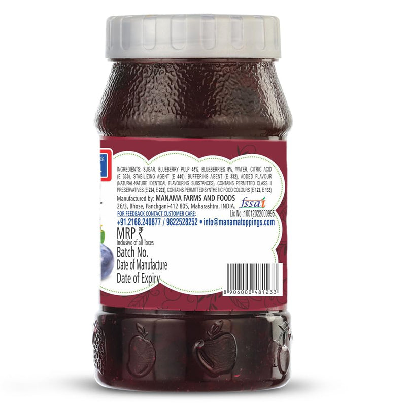 Manama Blueberry Fruit Jam and Mulberry Fruit Jam, 500GMS Each, Pack of 2