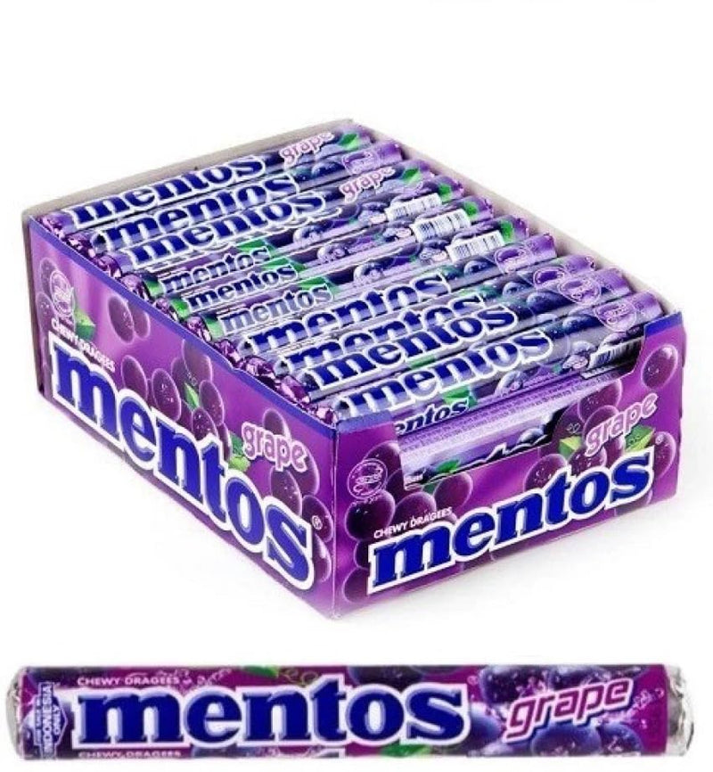 Mentos Roll With Flavorful Grape Candies With Crunchy Coat Around Chew at Any Time or to Brighten Up the Birthday Parties 29g X 14 Roll