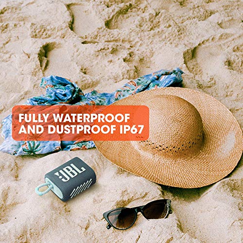 JBL Go 3, Wireless Ultra Portable Bluetooth Speaker, Pro Sound, Vibrant Colors with Rugged Fabric Design, Waterproof, Type C (Without Mic, Blue)