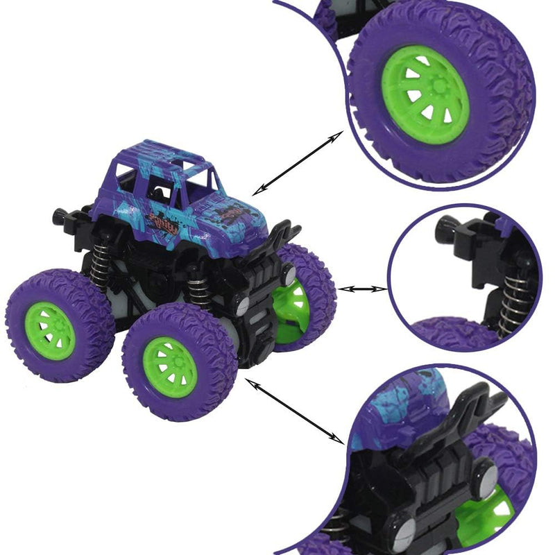 Toy Imagine™ 4x4 Mini Monster Friction Power Truck Pack of 2 Kids Age 3-8 | 360° Drift Stunt Car | Push & Go Forward | Off-Road Toy Car | Best Birthday Gift for Baby Boys & Girls. (Colour May Vary)