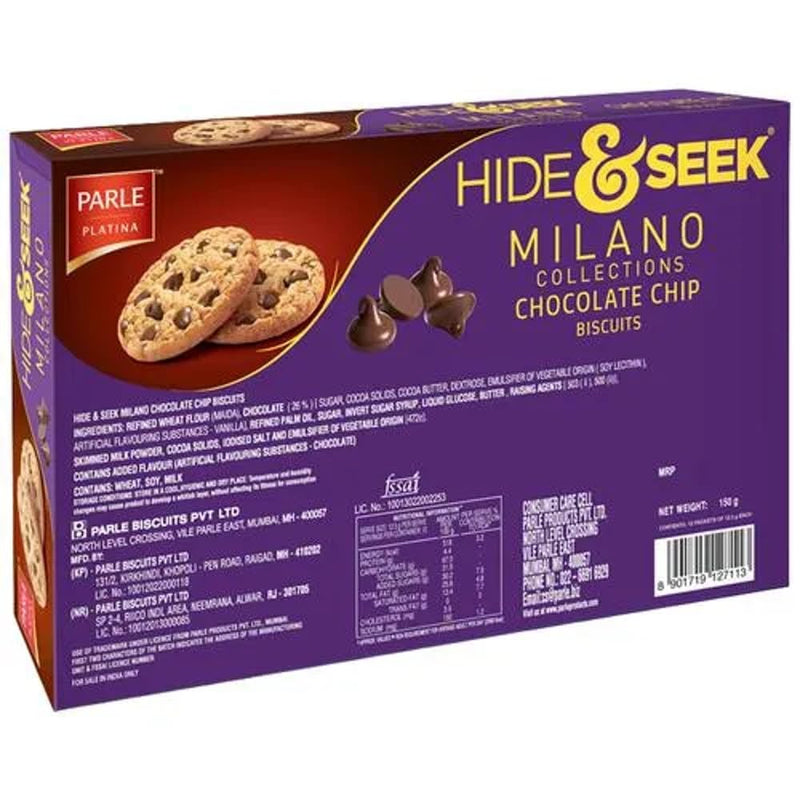 Parle Hide & Seek Milano Chocolate Chip Biscuits, 150g