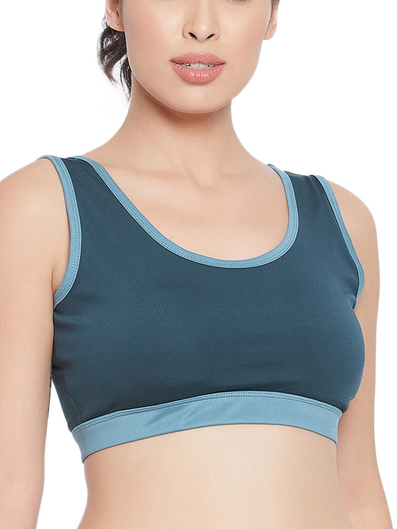 Clovia Women's Medium Impact Padded Wirefree Sports Bra (BR2321P36_Teal_L)