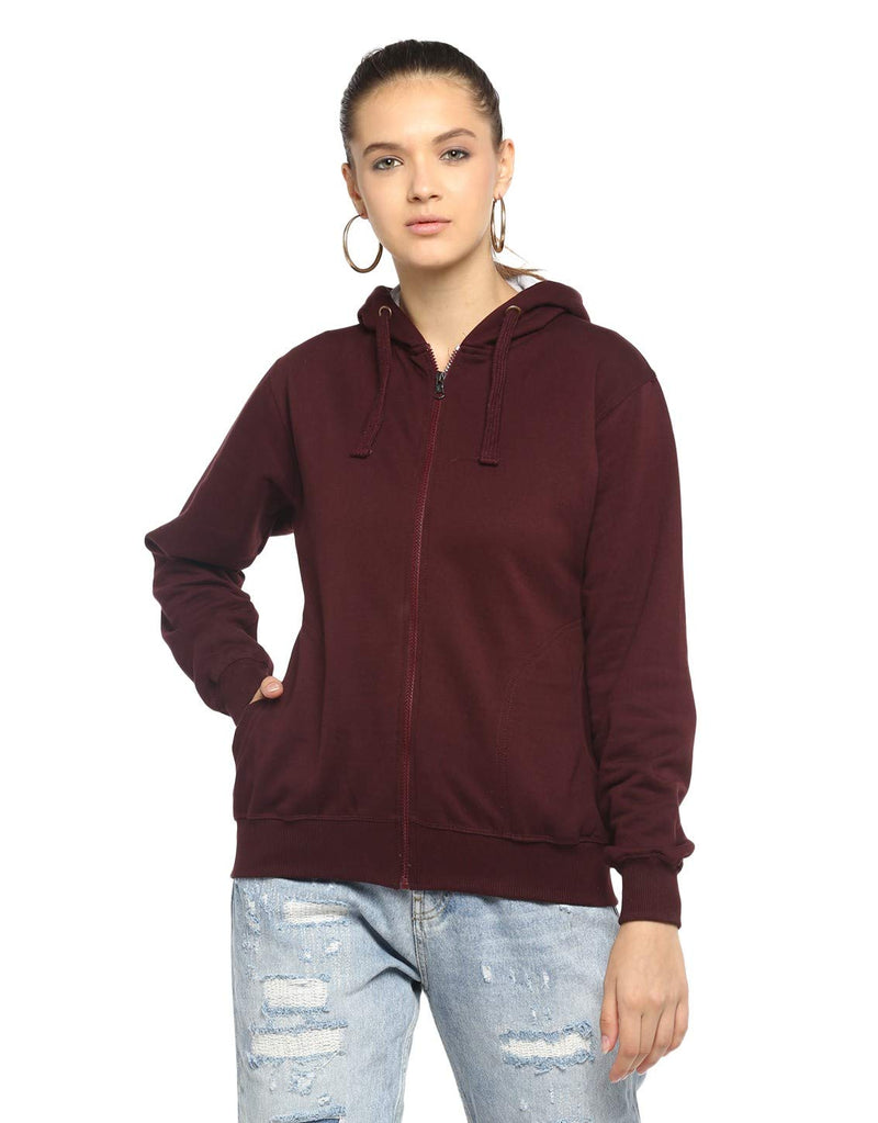 Alan Jones Clothing Women s Solid Cotton Regular Fit Hooded Sweatshirt