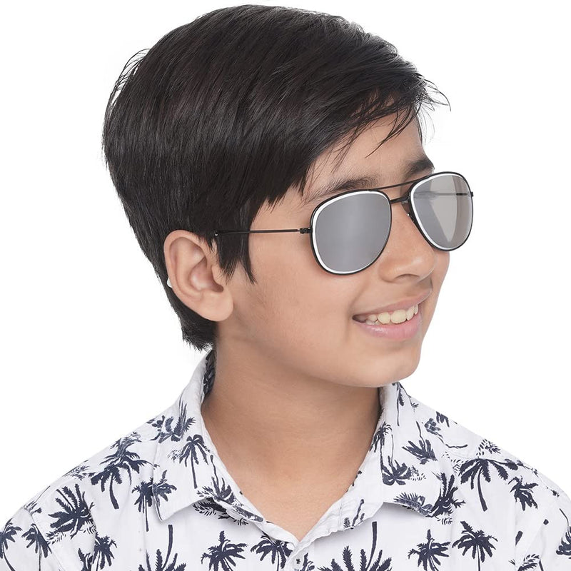 Carlton London Kids-Boys Grey One Size Casual Winter Wear Metal Frame UV Protected Lens Sunglasses