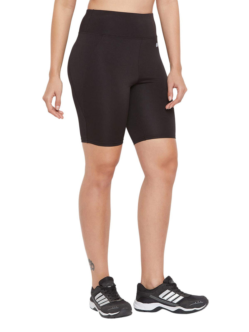 Clovia Women's Polyester Activewear Sports Cycling Shorts (AB0055P13_Black_M)