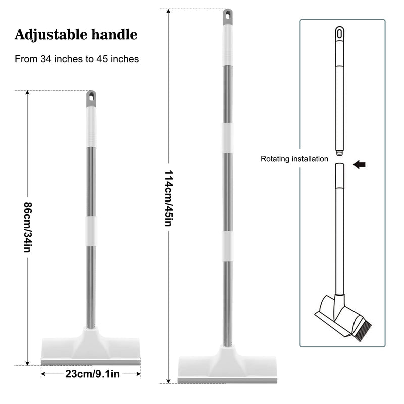 Newthinking Long Handle Scrubbing Brush, 2in1 Multi-functional Floor Scrub Brush with Long Handle and Water Wiper for Bathroom Indoor Floor, 43inch