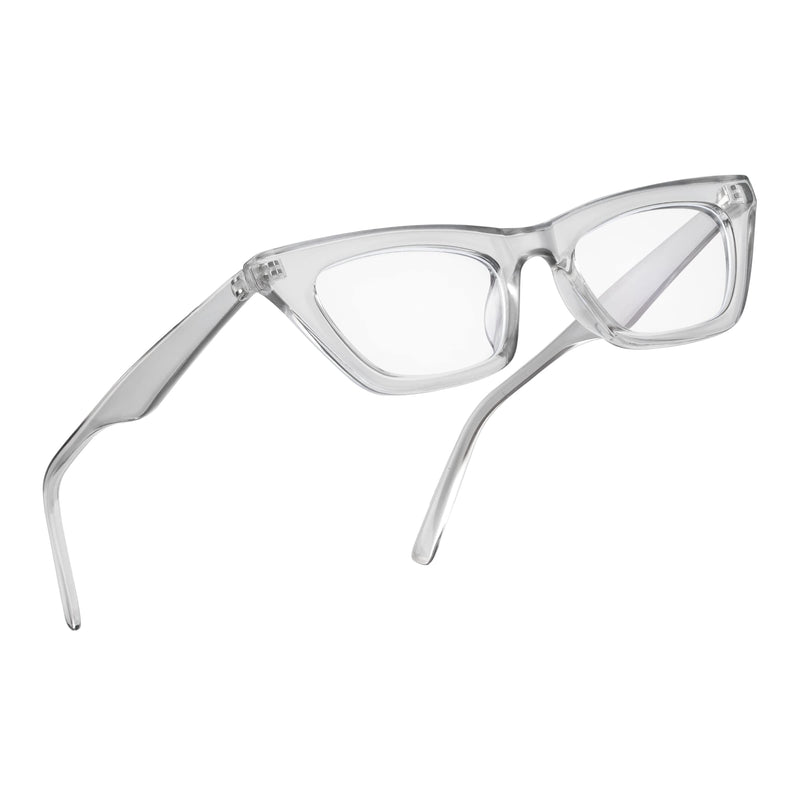 ROYAL SON Blue Ray Cut Transparent Square Cat Eye glasses for Women's Grey Frame - Clear