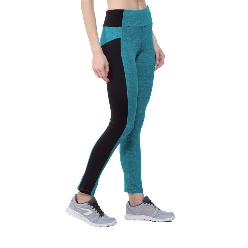 CHKOKKO Women Skinny Fit Yoga Track Pants Stretchable Gym Legging Tights Sky Blue Size S