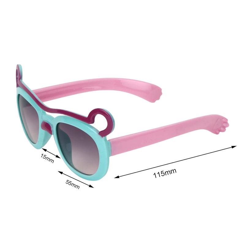 Amour Light Blue & Magenta Full Framed Bear Ears Medium Sized Unisex Cat Eye Sunglasses with Purple Gradient Lens for Kids (5-9 Years)