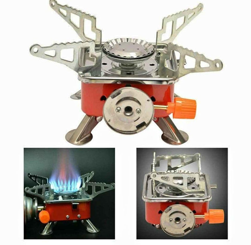 Camping Stove Stainless Steel Gas Stove Ultra Light Folding Furnace Outdoor Metal Camping Gas Stove Picnic Cooking Gas Burners Folding Stove With Storage Bag (Multi) (2800W)