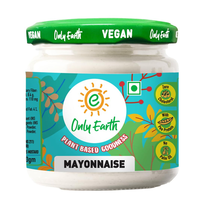 Only Earth Dairy Free Mayonnaise 300gm | No Palm Oil | Pea Protein | Plant Based | Creamy Mayo for Dressings & Sandwiches | Zero Cholesterol | No Artificial After Taste | Gluten Free