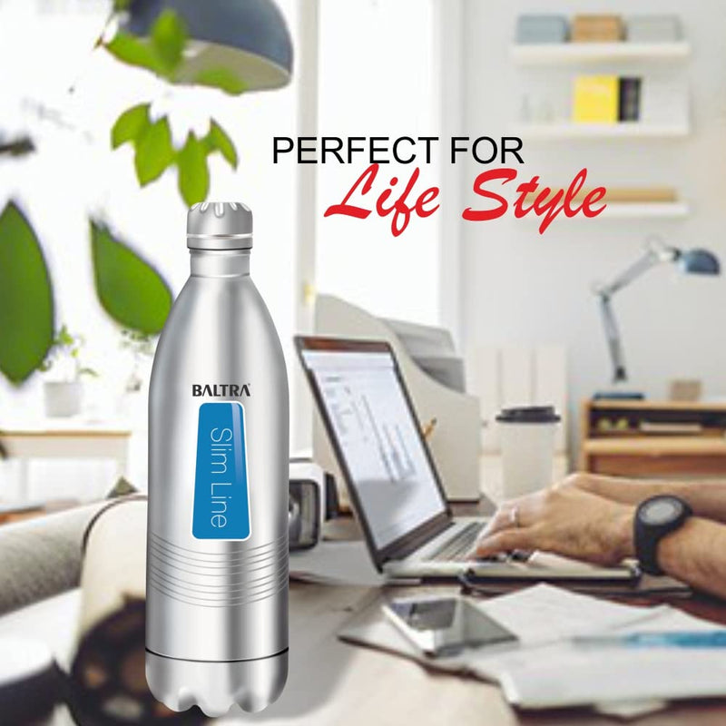 BALTRA Cola Bottle thermosteel 24 Hours Hot and Cold Water Bottle Stainless Steel Flask 750ml (BVB-103), Silver