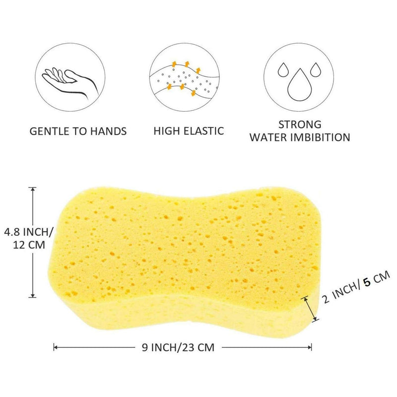 CAR SAAZ Super Absorbent Multipurpose Yellow Sponge for Car and Bike Washing, Kitchen, Office, Bathroom & Home Cleaning, Walls, Windows and Other Surfaces (Pack of 2), Foam