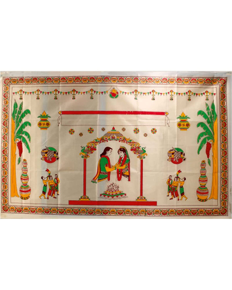 Kamini Enterprise Cotton Antarpat Wedding Mandap Designed Antarpat |The Cloth Held in Front of The Groom| Holy Shawl (1ps)