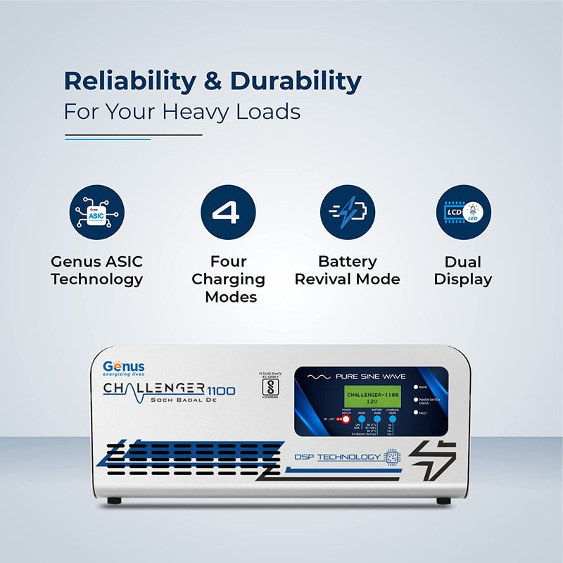 Genus Inverter with Battery Combo + Challenger 1100 + Hallabol GTT240 Tall Tubular Battery + Blue Color Trolley Combo