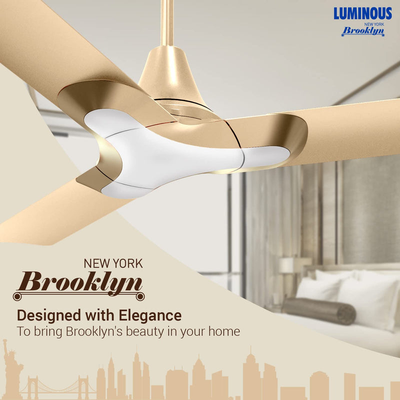 Luminous New York Brooklyn 1200MM Star-rated BEE Certified Energy Efficient 56-Watt High Speed Ceiling Fan (Champagne Gold)