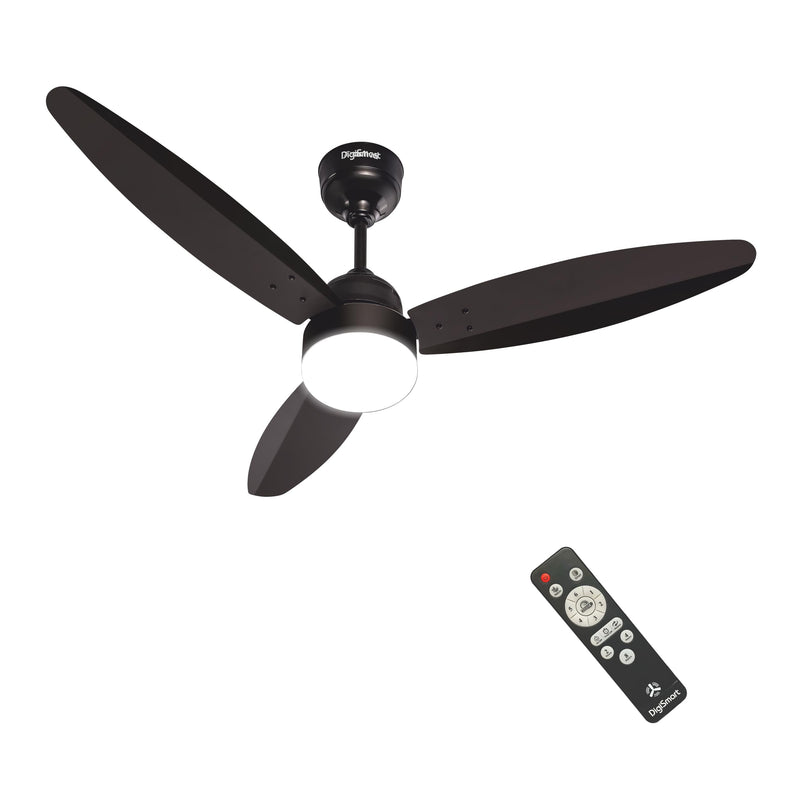 DIGISMART Autum Mark-1 Premium series 1200MM BLDC Motor Fan 28 Watt 5 Star Rated With LED Light |Remote| 3 Blades 380 RPM High Speed Ceiling Fan with 5 Year warranty (Smoke Brown)