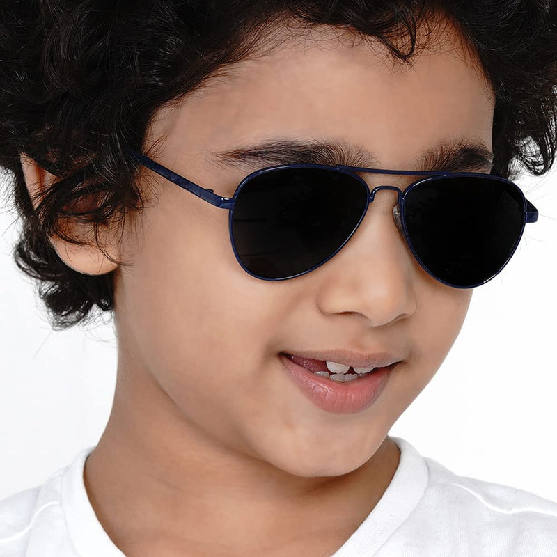 Carlton London Boy's Black Lens & Blue Aviator Sunglasses with UV Protected Lens