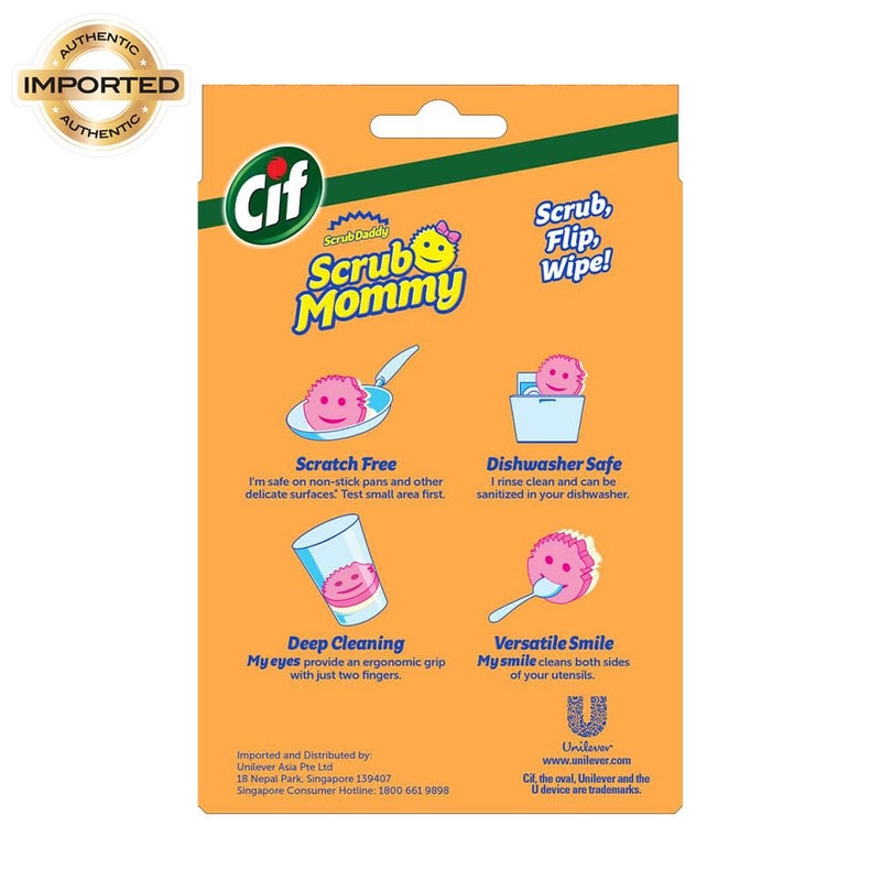 Cif Scrub Mommy Dual-Sided Cleaning Scrubber + Sponge, Scratch-Free Multipurpose Dish Washing & Home Cleaning Sponge Pad, Scrubbing Pad with FlexTexture & Odor-Resistant for Kitchen, House & Outside