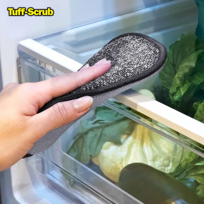 The Original Tuff-Scrub | Microfiber Multi Surface Scrub and Wipe Sponges | Durable and Reusable | Dual-Sided for Scouring, Scrubbing, Dishwashing and Easy Household Cleaning (Pack of 3, Nano Size)