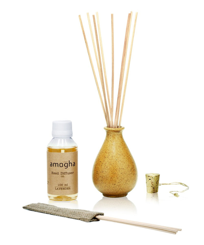 Iris Stoneware Reed Diffuser Lavender Fragrance- with 100ml oil & 8 reed sticks