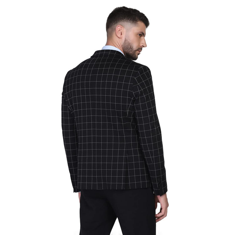 blackberrys Checks Polyester Slim Fit Mens Work Wear Suit (Black, Size_40)