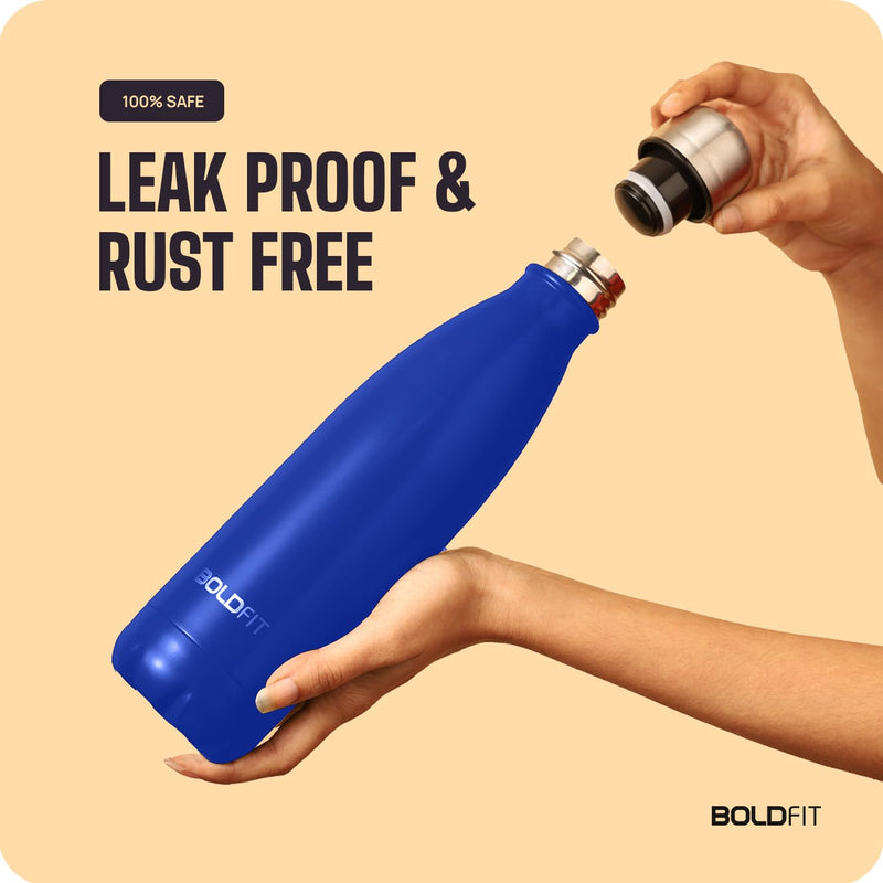 Boldfit Stainless Steel Water Bottle for Men & Women & Kids, Thermos Vacuum Flask Stylish Bottle Made for Keeping Water & Beverages Hot Or Cold Whole Day, Use in Home Office Gym (1000ml, Blue)