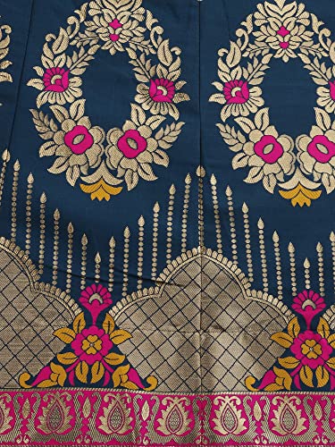 PURVAJA Women's Jacquard Semi-Stitched Lehenga choli (Amayra-Rama_Rama_Free Size)