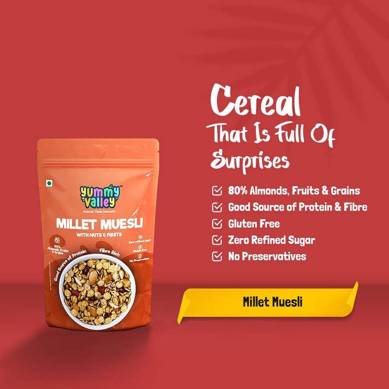 Yummy Valley - Millet Muesli Mix With Nuts & Fruits | Healthy & All Natural Muesli Mix