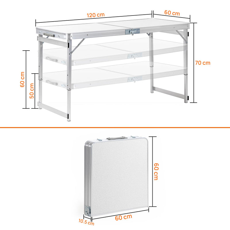 Corvids 4 Feet Multipurpose Aluminium Folding Camping Table with Carrying Handle | Height Adjustable Table for Picnic, Hiking, Garden, Home, Office, Outdoor & Indoor Use