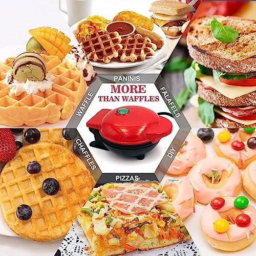 Mini Waffle Maker 4 inch- 350 watts: Stainless Steel Non-Stick Electric Iron Machine for Individual Belgian Waffles, pan Cakes, Other Snacks