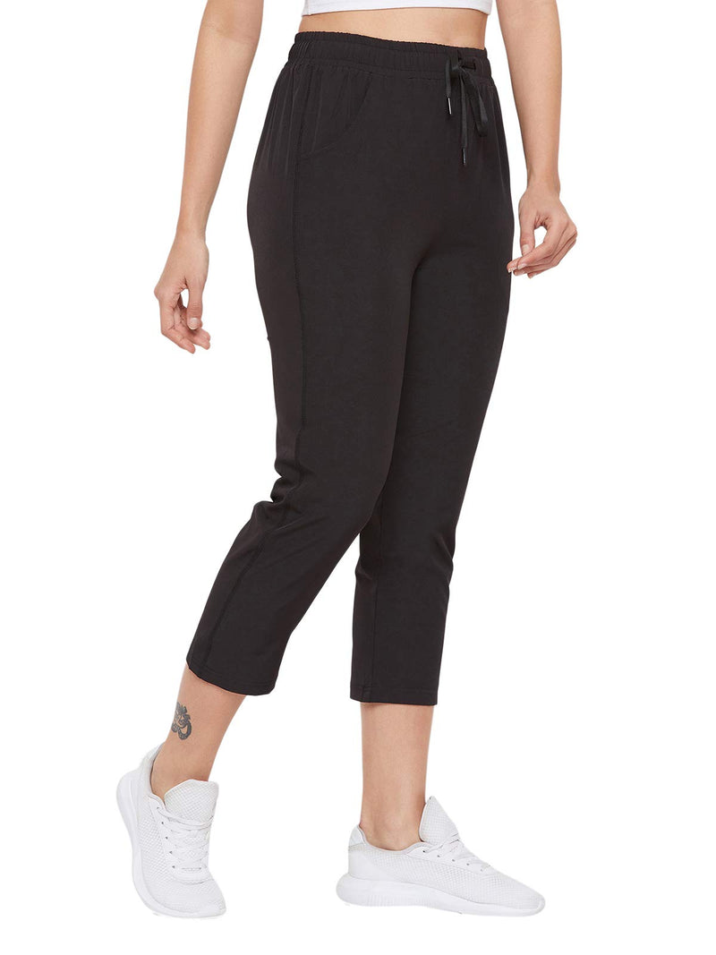 Clovia Women's Polyester Activewear Sports Tights with Pocket (AB0052P13_Black_L)