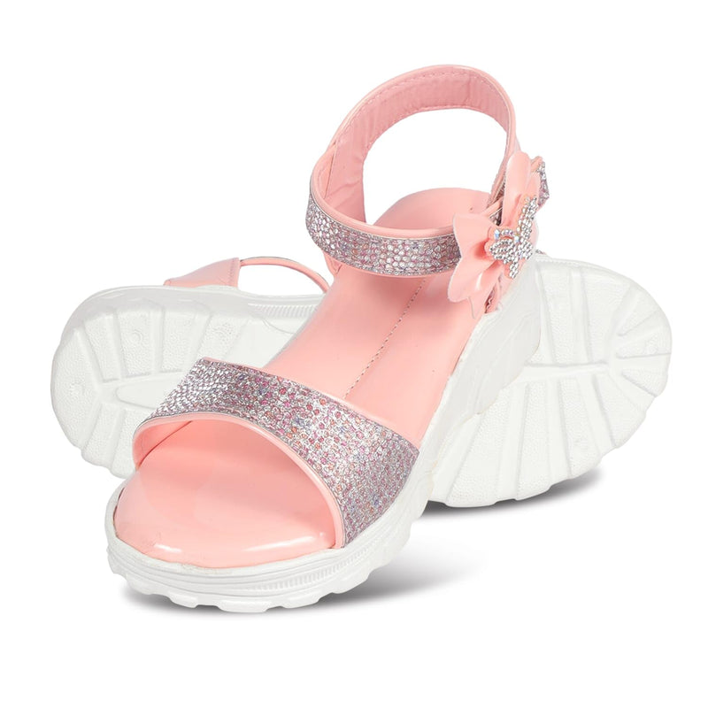 APTUS Girls Kids Special Occasion Trendy Glitter Ankle Strap, Lightweight Fashionable Sandals (Pink, 3)