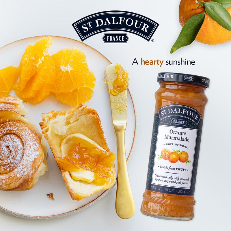 St Dalfour Orange Marmalade Fruit Spread 284 g | No Added Sugar | 100% from Fruit | No Added Preservatives, Colours, Flavors or Sweeteners | No Corn Syrup | Traditional French Recipe