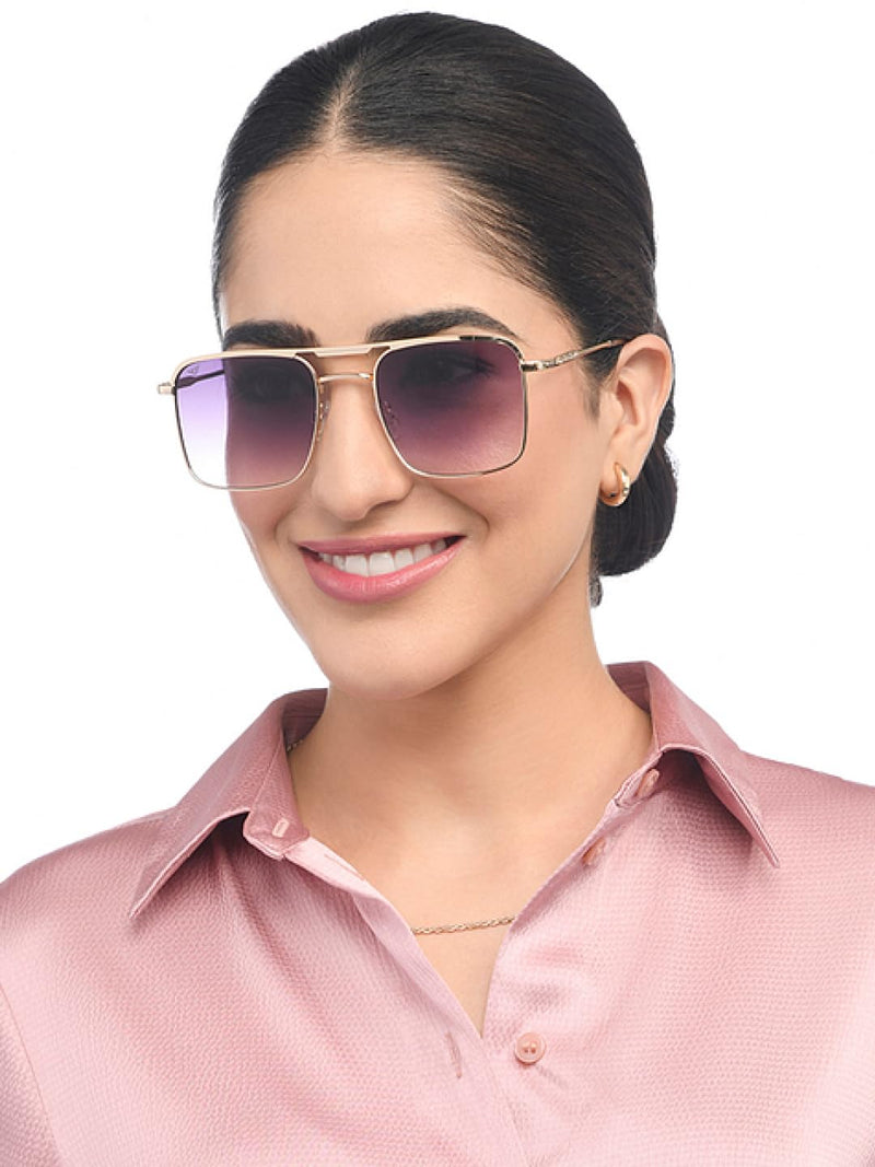 Vincent Chase By Lenskart | Gold Pink Full Rim Square | Fashion Essentials | Branded Latest and Stylish Sunglasses | 100% UV Protected | Men & Women | Medium | VC S15800