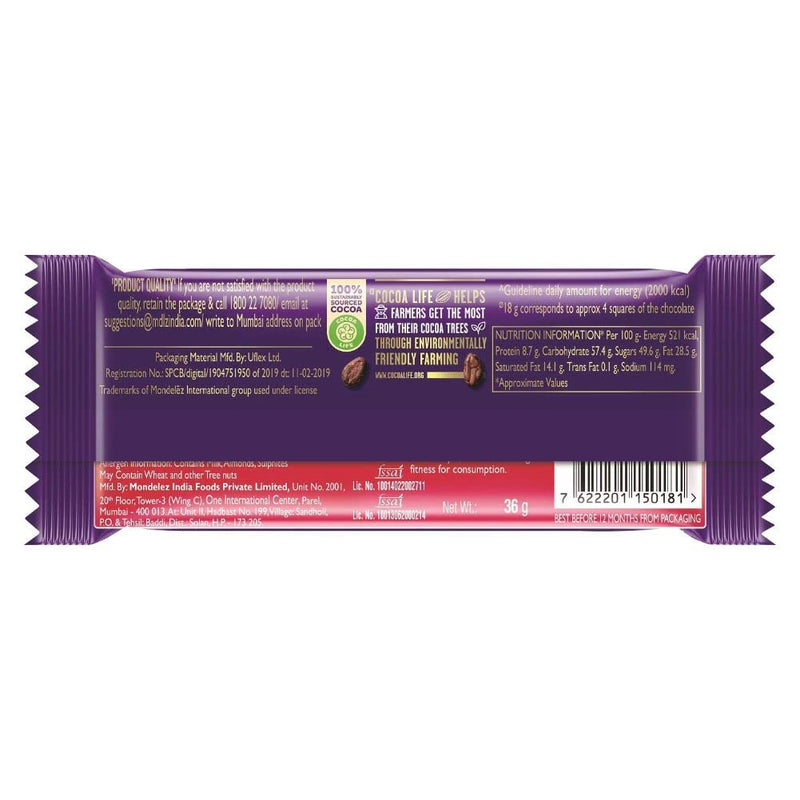 Cadbury Dairy Milk Fruit and Nut Chocolate Bar, 36 g (Pack of 12)