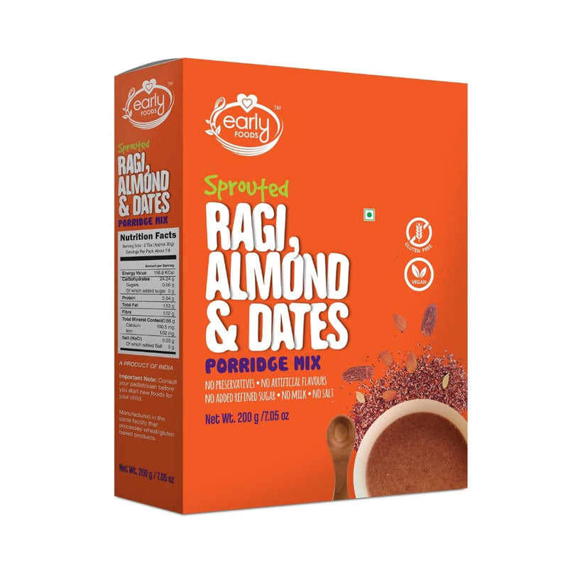 Early Foods Sprouted Ragi Almond Date Porridge Mix, 200 g