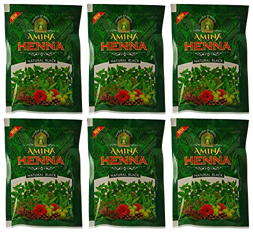 Amina Henna Natural Black Hair Colour Heena Mehndi, 25 g (Pack of 6)