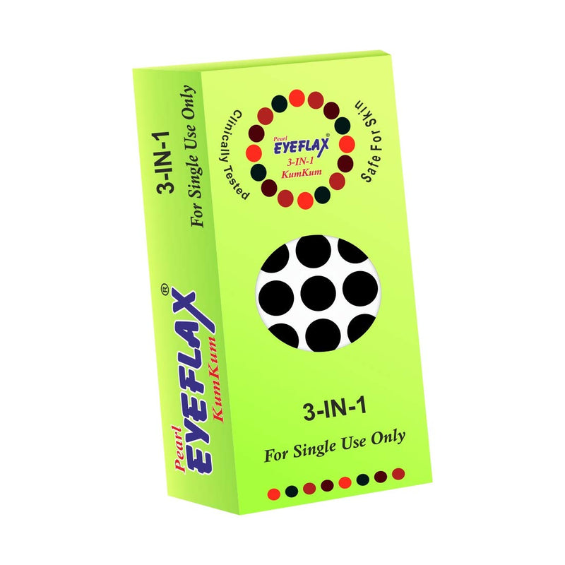 Pearl Eyeflax Kumkum Bindi Black Round Box with 15 Flaps BR 4 (Black)