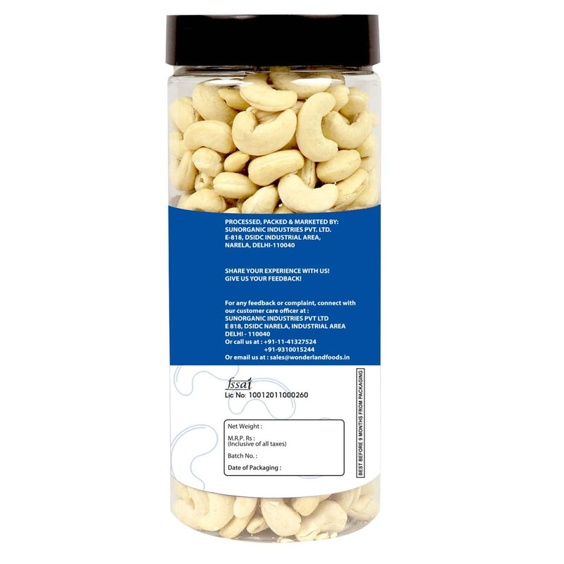 WONDERLAND FOODS Whole Raw Cashew (Kaju) W320-Grade 900g (450g X 2 Jar)